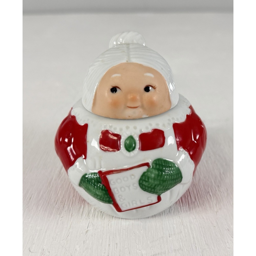 Vintage Mrs. Claus Sugar Bowl Jar Christmas Holiday 1983 Avon w/ Box Gift